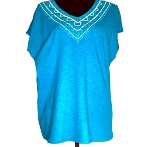 Chico's Blue Beaded Top NWT